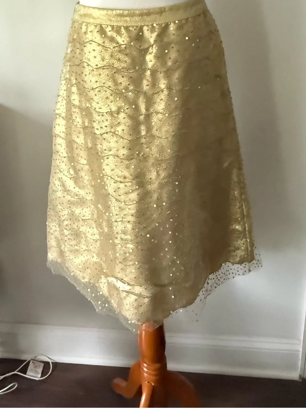 ESCADA Silk Mesh Overlay Tulle Embellished Skirt Size 36
